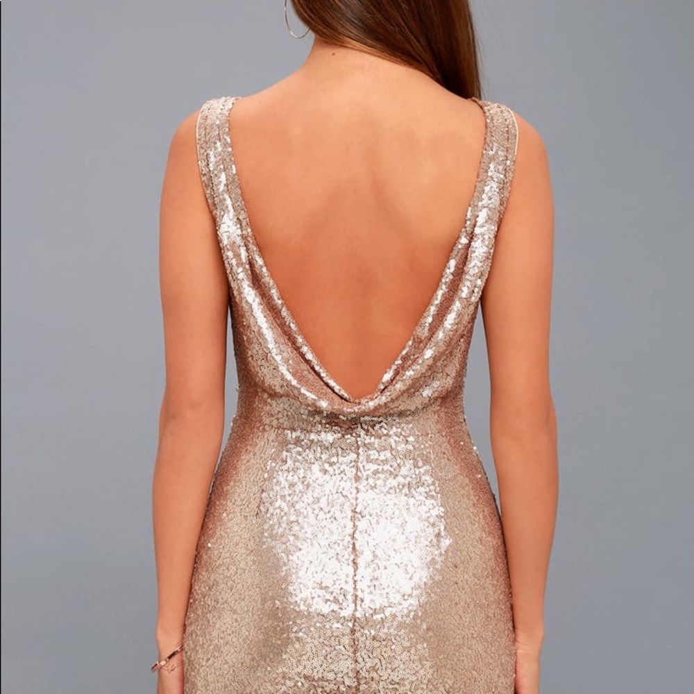 Lulu’s Gold Sequin Dress - Picture 2 of 6